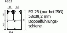 FG 25 (nur bei ISG) 53x39,2 mm Doppelführungsschiene