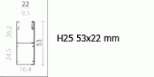 Führungsschiene H25 53x22 mm (Standard)